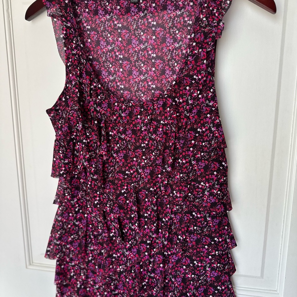 Express Floral Sleeveless Ruffle Top